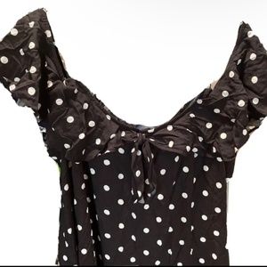 NWT 2X Old Navy Black + White Polka Dot Off the Shoulder Flowy Sundress